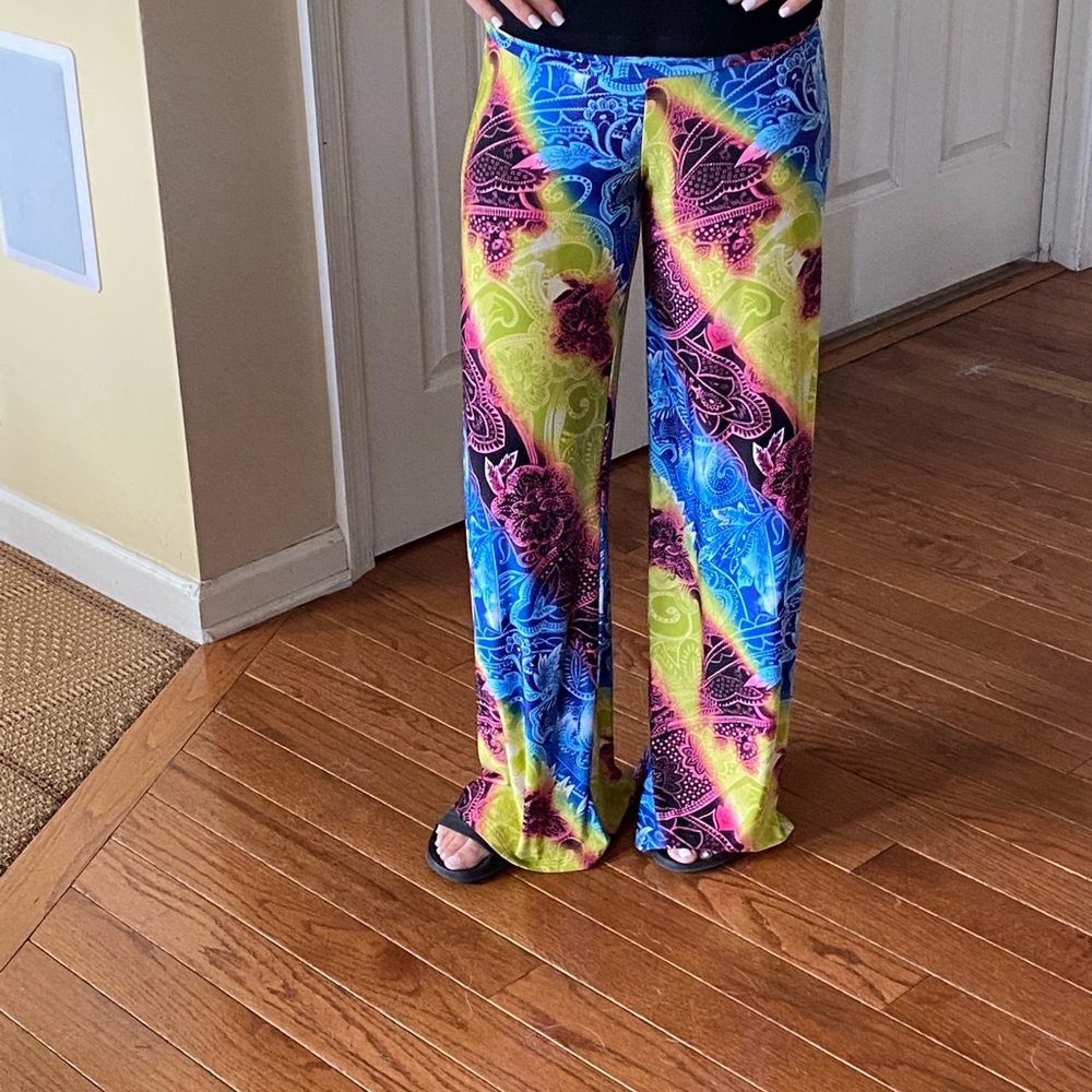 Palazzo pants size small raw hem can be cut to any length - I am 5’4 with flats